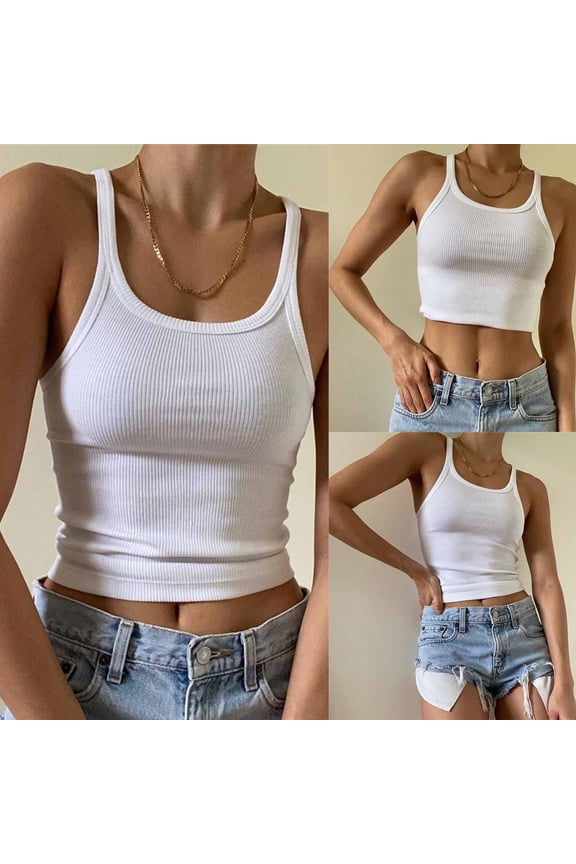 Women's Casual Fashion Solid O-neck Navel Slim Camisole Top Baggy Top Shirts with Lace for Women Ladies 3x Womens Shirt Sheer Bodysuit 4x Tops Women Bra 510 Shirt with Strings Distressed Top Women