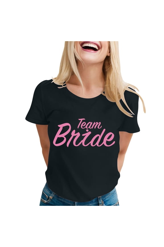 Women's Casual Fashion Statement Round Neck Short Sleeve T-Shirt for Daily Wear and - Letter Printed Top