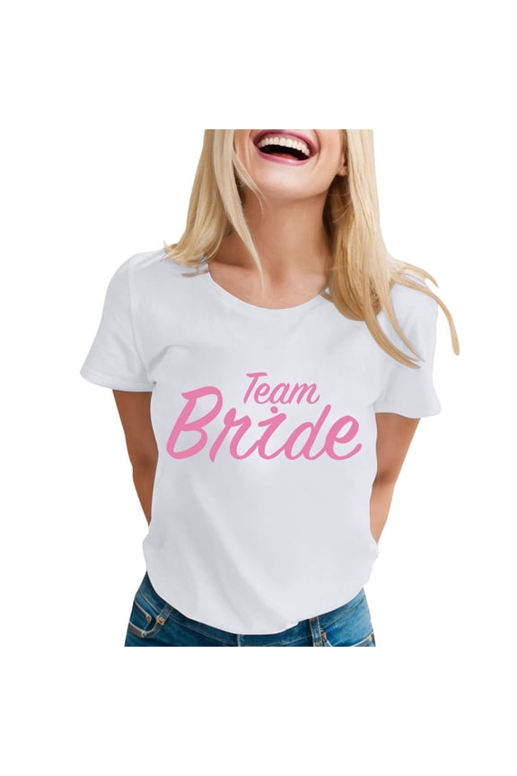 Women's Casual Fashion Statement Round Neck Short Sleeve T-Shirt for Daily Wear and - Letter Printed Top