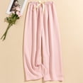 thumbnail image 1 of Women's Casual Fashion Striped High-Waisted Sleep Pants Loungewear Wearable As Outerwear, Pink, 1 of 4