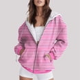 thumbnail image 1 of Women's Casual Fashion Style Autumn/Winter Striped Print Zipper Pocket Top Hoodie Long Loose Sweatshirts Women Woman's Zip Hoodie Zip up Womens Sweatshirt Womens Hooded Sweatshirts Pullover Small, 1 of 4