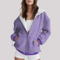 thumbnail image 1 of Women's Casual Fashion Style Autumn/Winter Striped Print Zipper Pocket Top Hoodie Long Loose Sweatshirts Women Woman's Zip Hoodie Zip up Womens Sweatshirt Womens Hooded Sweatshirts Pullover Small, 1 of 4