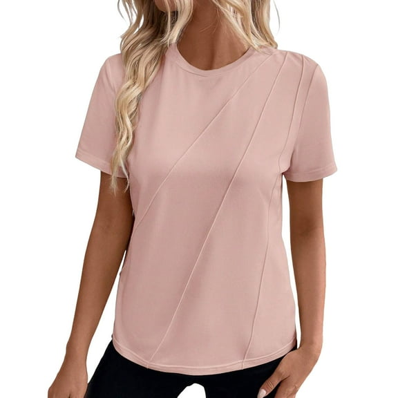Women's Casual Fashion T-Shirt Solid Color Crew Neck Short Sleeve Comfortable Pullover Tee Soft Breathable Daily Wear