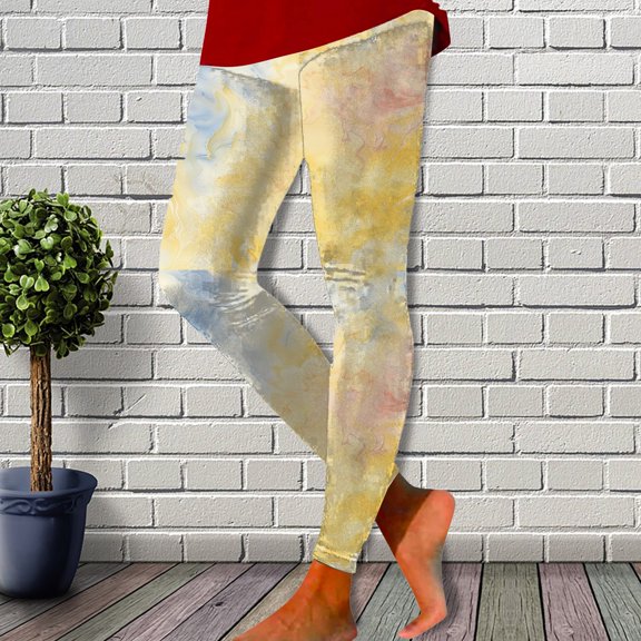 Women's Casual Fashion Tie Dye Printed Tights Lifting Fitness Sports Leggings Yoga Pants Ruffle Panties Yoga Shorts Women Womens Leggings plus Size Thick Leggings for Women Lift Thick Leggings for