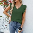 thumbnail image 1 of Women's Casual, Fashionable And Versatile V-neck Pullover Ruffled Sleeveless Solid Color T-shirt, 1 of 7