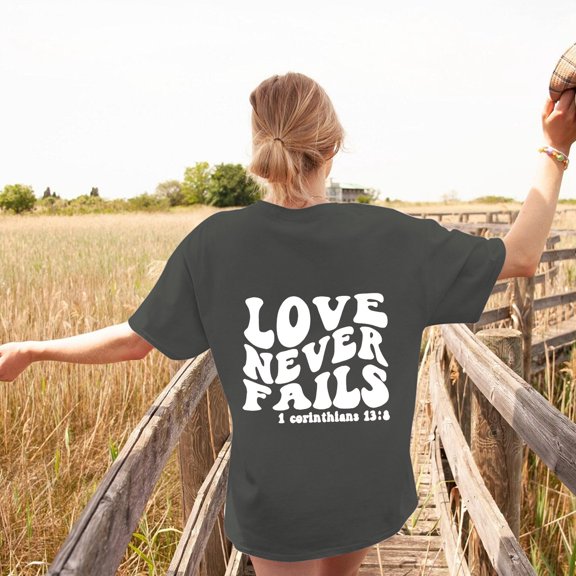 Women's Casual And Fashionable Colorful Interesting Never Falls Letter Print Crew Neck Oversized T Shirt T Shirt Pack Woman Shirts Short Sleeve Womens Long Sleeve T Shirts plus Womens Short Sleeve T