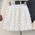 thumbnail image 1 of Women's Casual And Fashionable White Sweet Aging High Waist Three Rose Decorated Skirt Fringe Skirts for Women Western Mini Skirt plus Size Dance Skirt Spray Skirt Insulated Skirt Jean Skirts for, 1 of 3