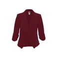 thumbnail image 1 of Women's Casual Fitted Blazer Draped Open Front with Ruched 3/4 Sleeves (S-3XL), 1 of 5