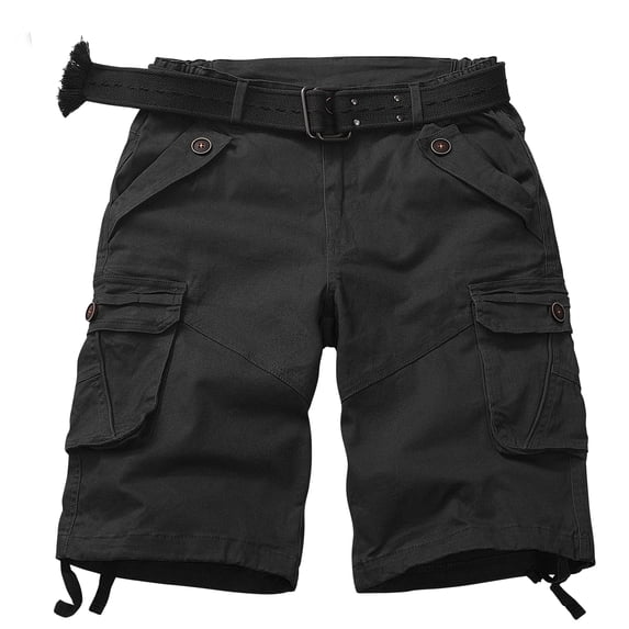 Women's Casual Fitted Multi-Pockets Twill Bermuda Cargo Shorts(No Belt),Black 14
