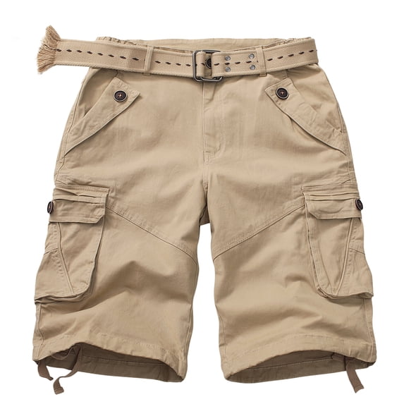Women's Casual Fitted Multi-Pockets Twill Bermuda Cargo Shorts(No Belt),Khaki 10