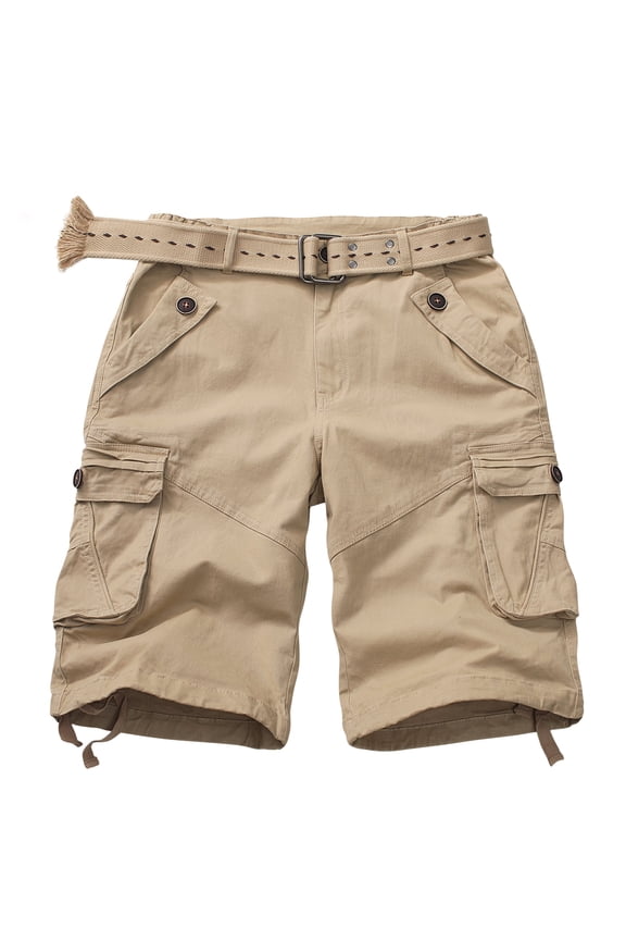 Women's Casual Fitted Multi-Pockets Twill Bermuda Cargo Shorts(No Belt),Khaki 12