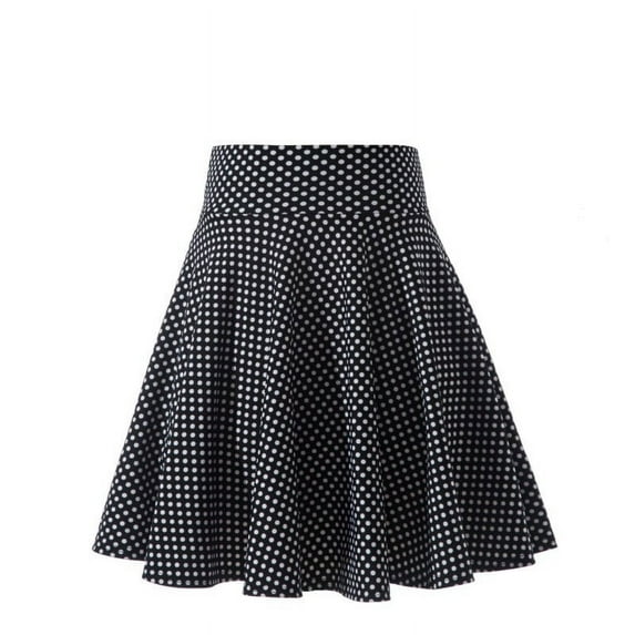 Women's Casual Flared Mini Skater Skirt High Waisted Printed Pleated Casual A Line Swing Short Skirts