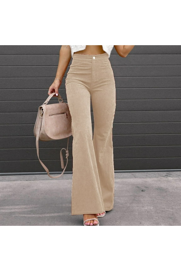Women's Casual Flared Pants High Waisted Stretchy Comfortable Everyday Trousers Slim Fit Bootcut For Spring Summer Fall Winter Petite Dress Pants for Women Business Casual Pants Women Casual Linen