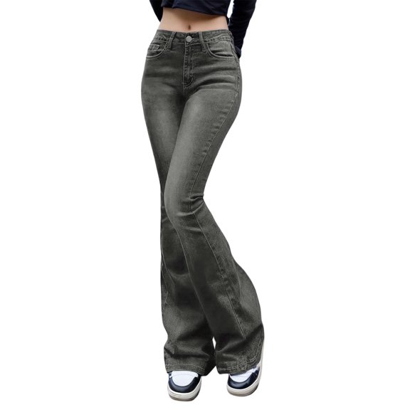 Women's Casual Flared Pants Stretchy Comfortable Denim Trousers For Daily Wear And Travel Lightweight Breathable Soft Fabric