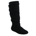 thumbnail image 1 of Women's Casual Flat Heel Pull Up Slip On Wide Calf Knee High Mid-Calf Boots Shoes ( Black, 7), 1 of 5