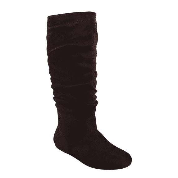 Women's Casual Flat Heel Pull Up Slip On Wide Calf Knee High Mid-Calf Boots Shoes ( Brown, 6.5)
