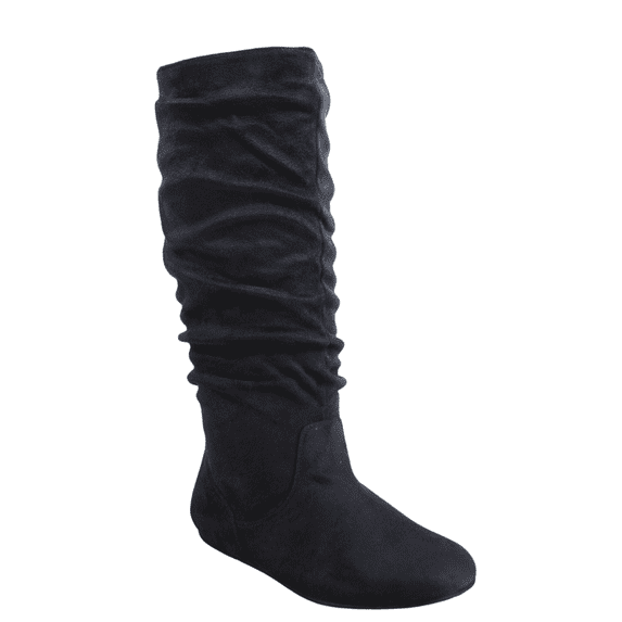 Women's Casual Flat Heel Pull Up Slip On Wide Calf Knee High Mid-Calf Boots Shoes ( Gray, 11)