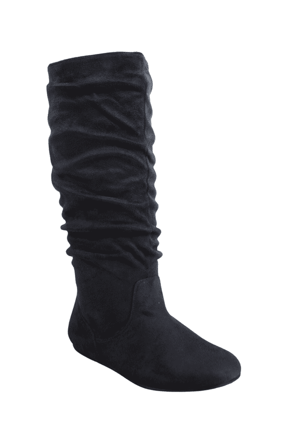 Women's Casual Flat Heel Pull Up Slip On Wide Calf Knee High Mid-Calf Boots Shoes ( Gray, 11)
