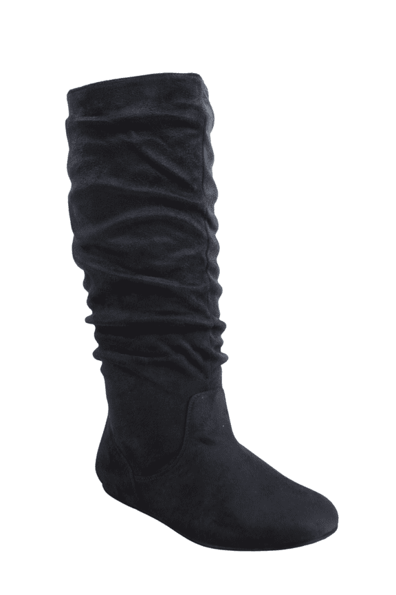 Women's Casual Flat Heel Pull Up Slip On Wide Calf Knee High Mid-Calf Boots Shoes ( Gray, 7.5)