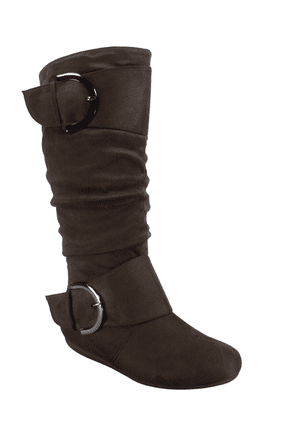 Women's Casual Flat Heel Side Zip Wide Calf Knee High Mid-Calf Boots Shoes ( Brown, 10)