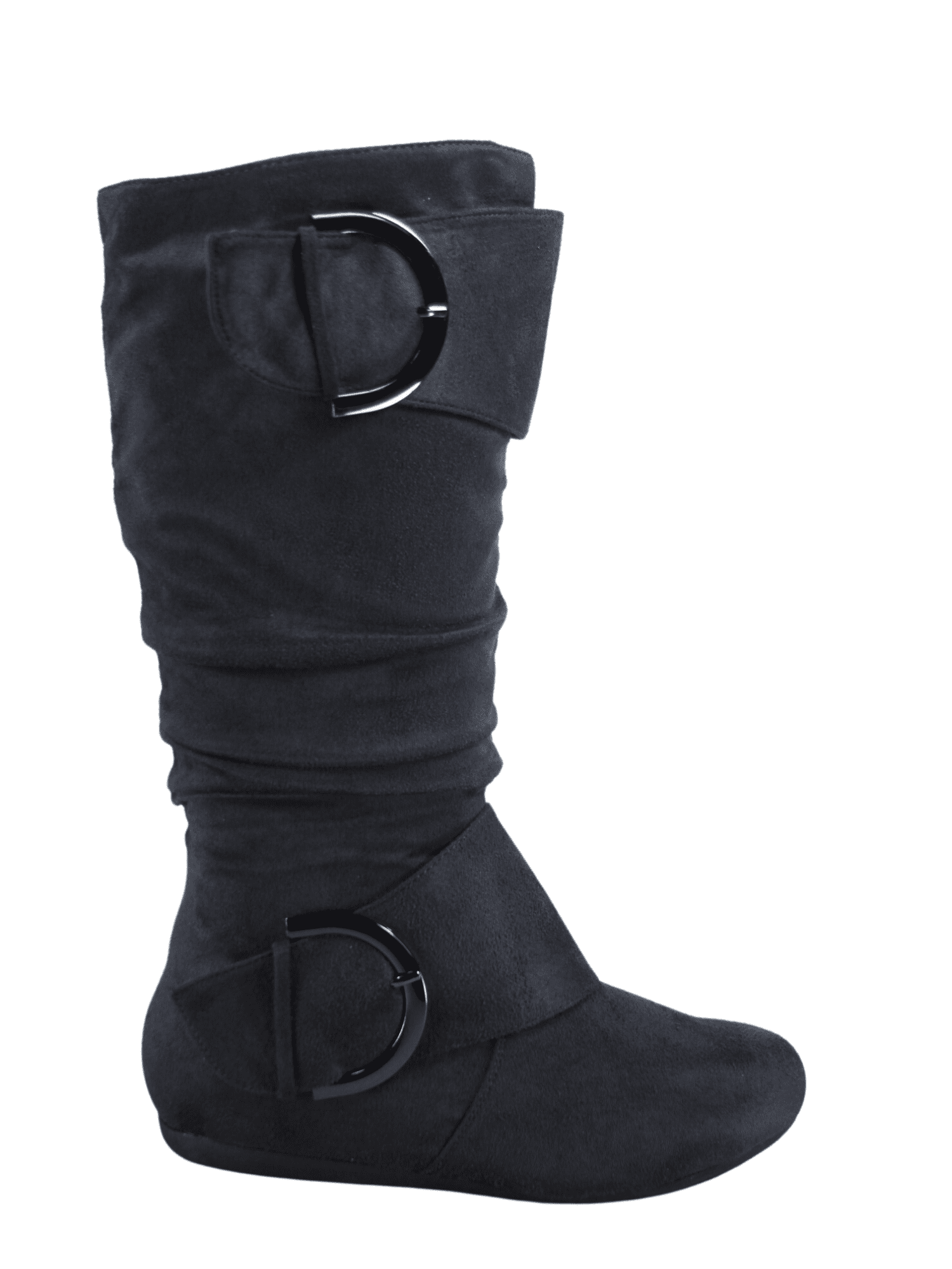 Women's Casual Flat Heel Side Zip Wide Calf Knee High Mid-Calf Boots Shoes ( Gray, 11)