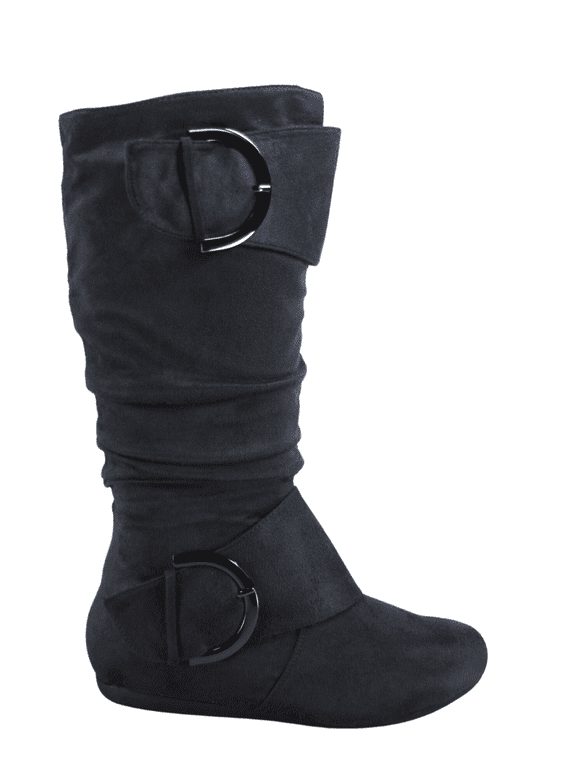 Women's Casual Flat Heel Side Zip Wide Calf Knee High Mid-Calf Boots Shoes ( Gray, 11)