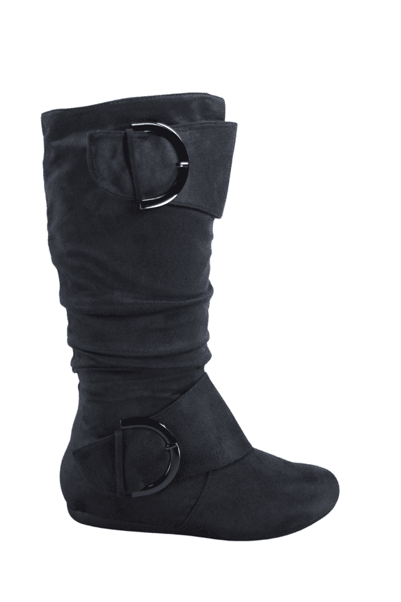 Women's Casual Flat Heel Side Zip Wide Calf Knee High Mid-Calf Boots Shoes ( Gray, 11)