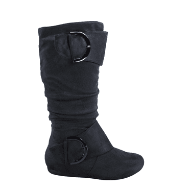 Women's Casual Flat Heel Side Zip Wide Calf Knee High Mid-Calf Boots Shoes ( Gray, 5)