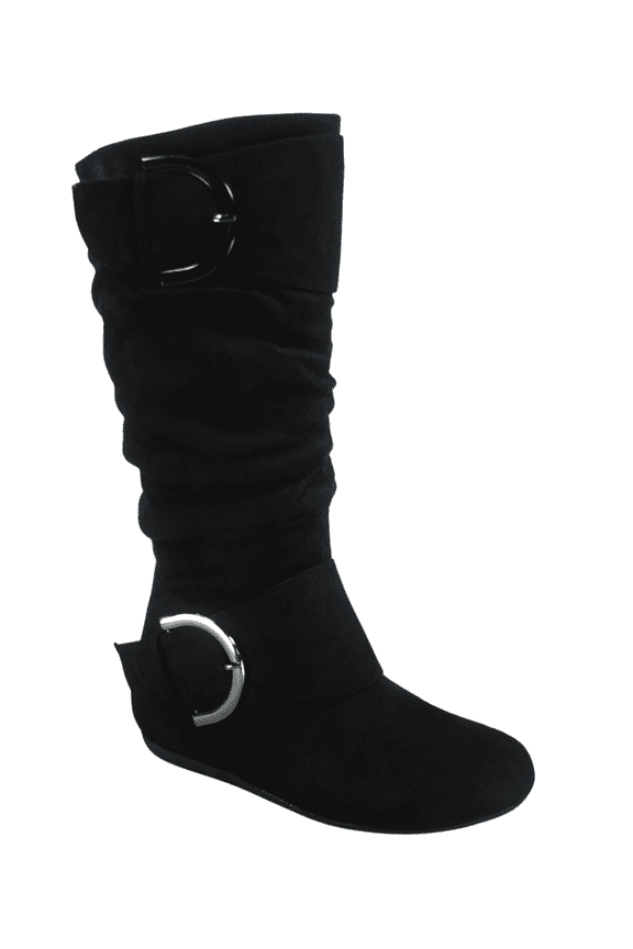 Women's Casual Flat Heel Side Zip Wide Calf Knee High Mid-Calf Boots Shoes