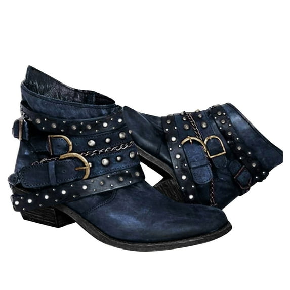 Women's Casual Flat Leather Retro Lace-up Boots Side Zipper Leather Boots for Women Size 13 Boots with Heels for Women Fashion Boots for Women Size 12w Flat Boots for Women Low Heel Women Boots Wide