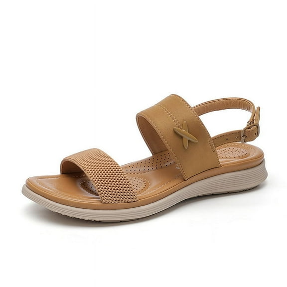 Women's Casual Flat Sandals - Beach Travel Buckle Slip-On Comfort Shoes - Plus Size Available