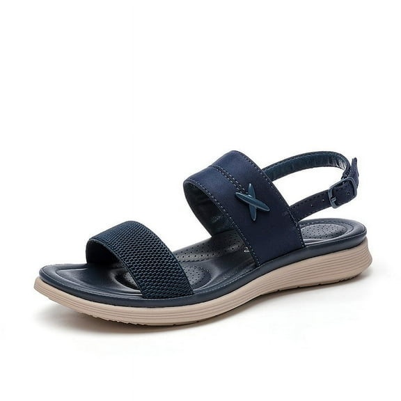 Women's Casual Flat Sandals - Beach Travel Buckle Slip-On Comfort Shoes - Plus Size Available