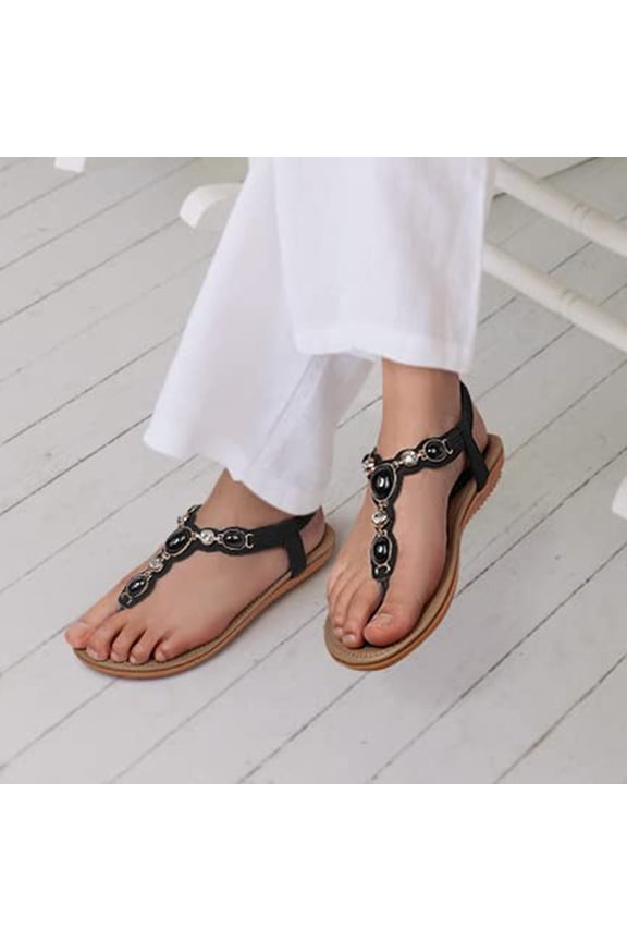 Women's Casual Flat Sandals Comfortable Fashion Summer Beach Shoes Slip-On Open Toe Walking Sandals with Arch Support