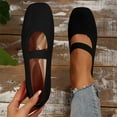 thumbnail image 1 of Women's Casual Flat Shoes - Breathable Knitted Slip-On Loafers With Square Toe, Versatile For Spring & Summer Beach Outings Black, 1 of 9