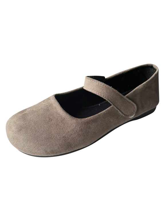 Women's Casual Flat Shoes Round-Toe Plus Size Retro French Mary JANE Dress Flats New Summer Solid-Color Comfortable Shoes