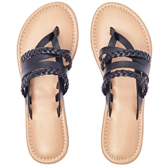 Women's Casual Flat Slide Sandals Criss Cross Strappy Open Toe Beach Thong Sandals.