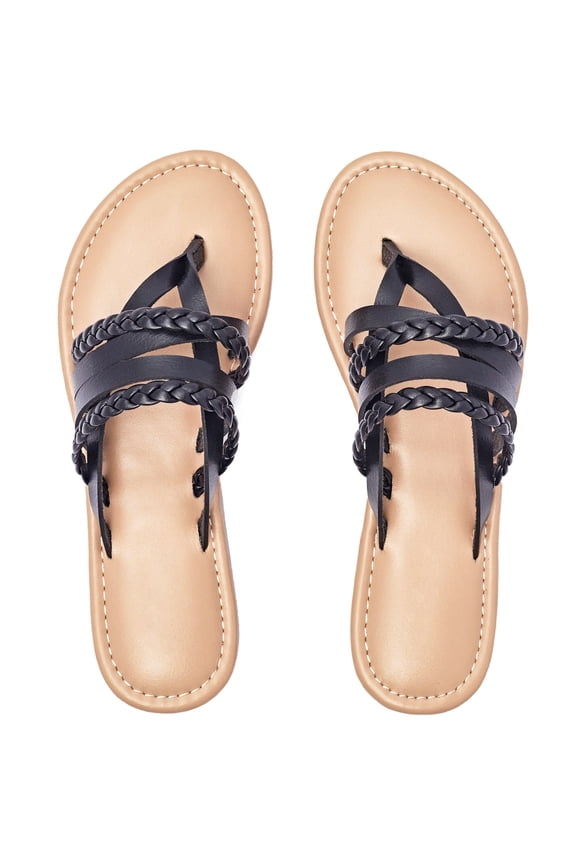 Women's Casual Flat Slide Sandals Criss Cross Strappy Open Toe Beach Thong Sandals.