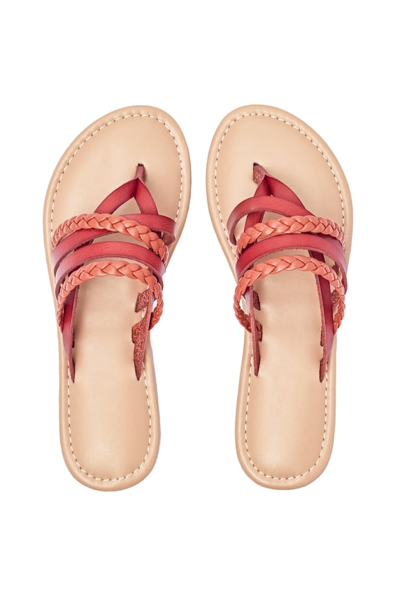 Women's Casual Flat Slide Sandals Criss Cross Strappy Open Toe Beach Thong Sandals.