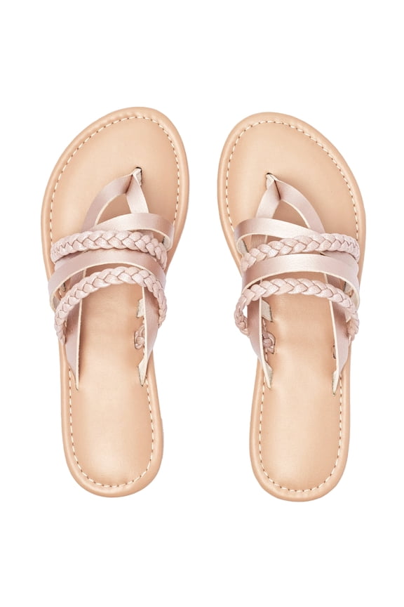 Women's Casual Flat Slide Sandals Criss Cross Strappy Open Toe Beach Thong Sandals.