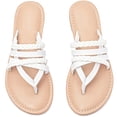 thumbnail image 1 of Women's Casual Flat Slide Sandals Criss Cross Strappy Open Toe Beach Thong Sandals., 1 of 6