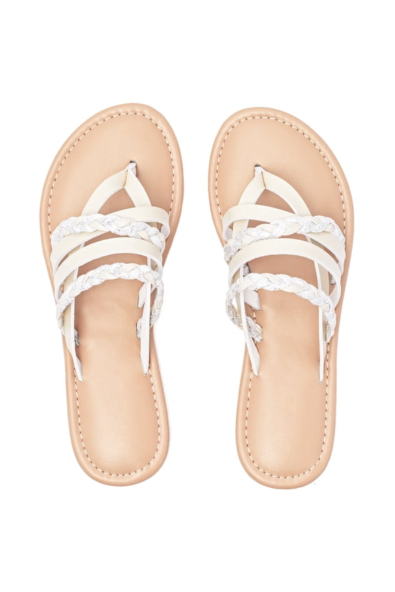 Women's Casual Flat Slide Sandals Criss Cross Strappy Open Toe Beach Thong Sandals.