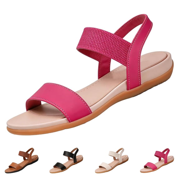 Women's Casual Flat Slide Sandals - Elastic Ankle Strap Open Toe Beach Summer Flat Sandals Roman Sandals,41