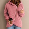 thumbnail image 1 of Women's Casual Fleece Jacket, Asymmetrical Zipper Hooded Coat, Lightweight Long Sleeve Outerwear, Spring Fall Transitional Jacket, Loose Fit Fashion Coat, Cozy Sherpa Jacket Pink XXL, 1 of 4