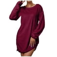 thumbnail image 1 of Women's Casual Fleece Tunic Tshirt Dress Sweatshirt Long Sleeve Mini Sweater Dresses-Relaxed Fit Crewneck Long Pullover, 1 of 5