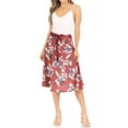 thumbnail image 1 of Women's Casual Floral A-line Printed High Waist Bow Tie Belted Knee Length Midi Skirt, 1 of 6