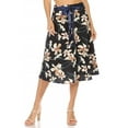 thumbnail image 1 of Women's Casual Floral A-line Printed High Waist Bow Tie Belted Knee Length Midi Skirt, 1 of 6
