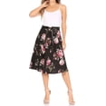 thumbnail image 1 of Women's Casual Floral Printed A Line Ribbon Belted Knee Length Midi Skirt, 1 of 6
