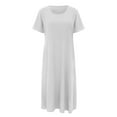 thumbnail image 1 of Women's Casual Flowy Comfortable Round Neck Short Sleeve Pocket Dress Loose Fit Everyday Wear Stylish Versatile Summer Outfits, 1 of 2