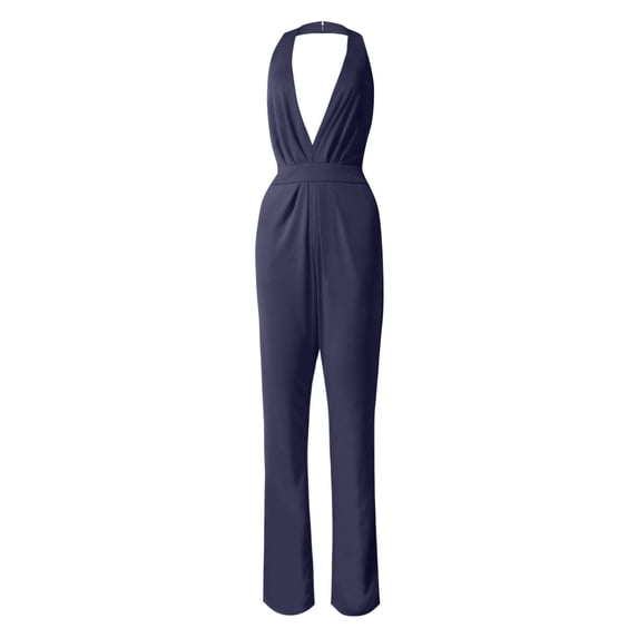 Women's Casual Flowy Summer Dress Elegant Solid Color Jumpsuit with Straight Pants Comfortable Lightweight Breathable Fabric for Daily Wear