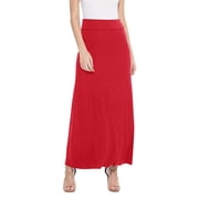 Womens Casual Foldable Waist Comfy Loose Fit Solid Maxi Skirt S-3XL